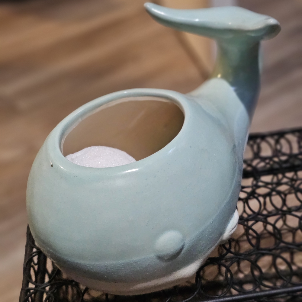 Ceramic Whale Planter - Light Blue